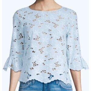 Women's - Rebecca Taylor Adriana Eyelet Baby Blue Blouse, Size 4